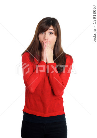 Surprised girl in red 15918067