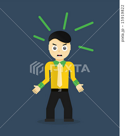 Angry young cartoon businessman or office worker. Flat design Angry young cartoon businessman or office worker. Flat design 15919822