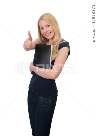 Young blond student with thumbs 15923371