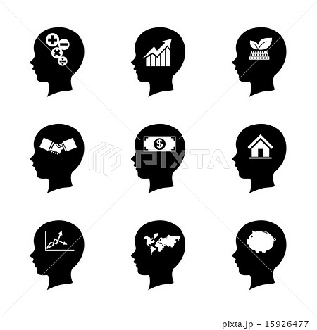 Set of people head icon, thinking of the brain 15926477