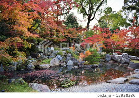 長岡天満宮 紅葉庭園 錦景園の写真素材