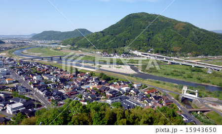 河原城から見た千代川と霊石山 15943650