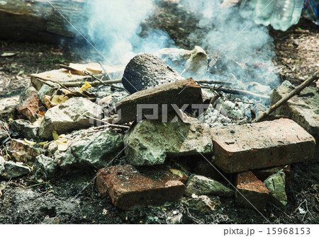 Fireplace in the wood 15968153