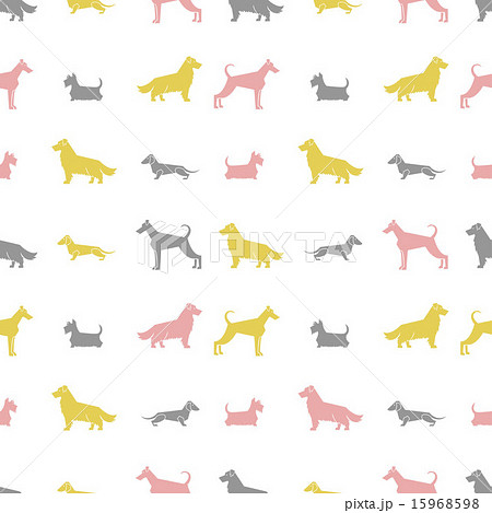 Stylized dog breeds silhouettes  seamless pattern 15968598