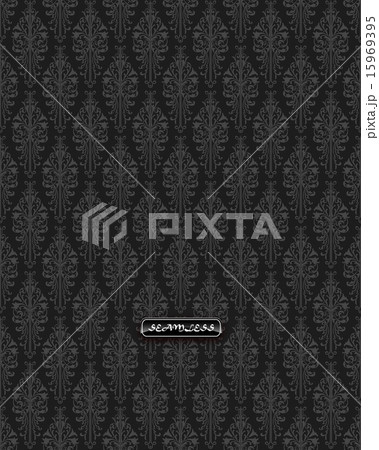 Black damask vintage floral pattern. 15969395