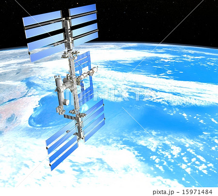 宇宙ステーションと地球 perming3DCG 宇宙ステーションと地球 perming3DCG 15971484
