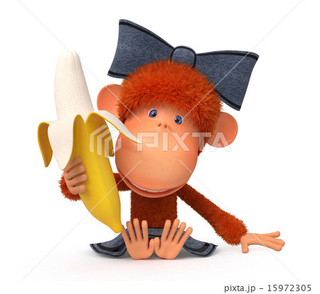 the little monkey with banana 15972305