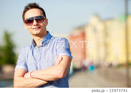 portrait of a trendy young man in the city 15973741
