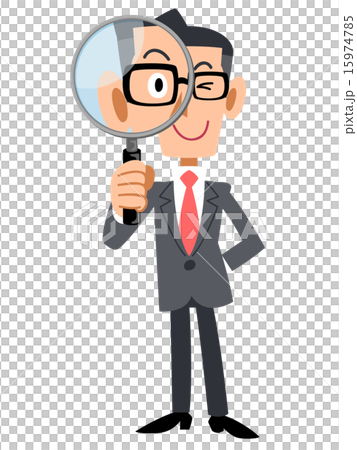 Businessmen watching with the magnifying glass Businessmen watching with the magnifying glass 15974785
