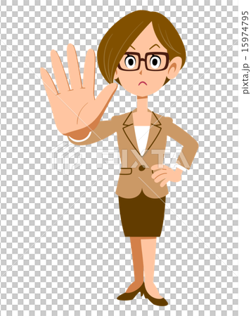 The gesture which stops the woman wearing glasses 15974795