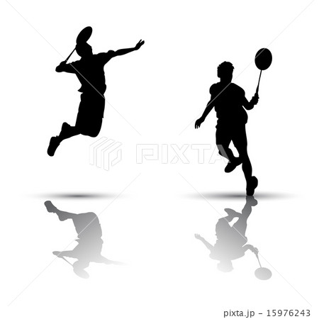 Badminton Players Silhouetteのイラスト素材