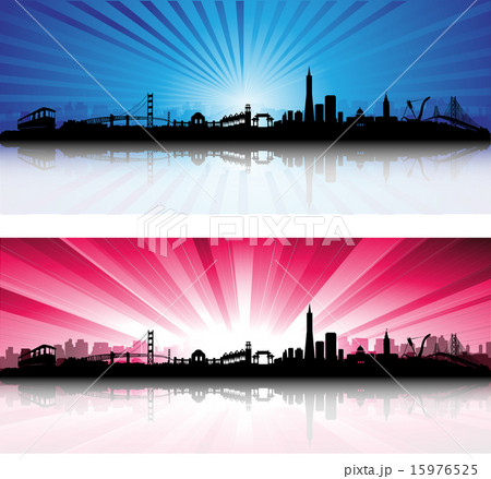 San Francisco Skyline With Colorful Skyのイラスト素材