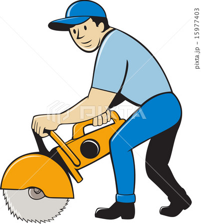 Construction Worker Concrete Saw Cutter Isolated 15977403