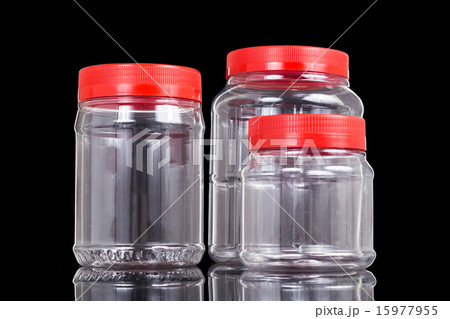 Translucent plastic PVC jar with red cover 15977955