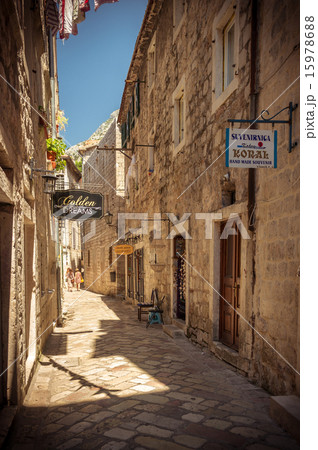 Narrow street old town with church on the end. Narrow street old town with church on the end. 15978688