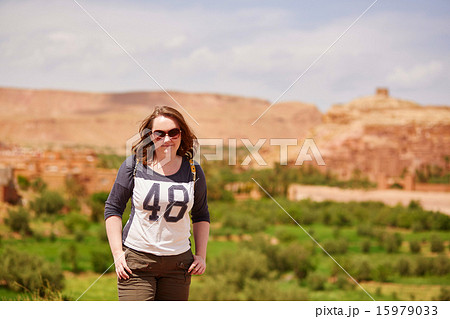 Tourist in Ait Ben Haddou kasbah 15979033