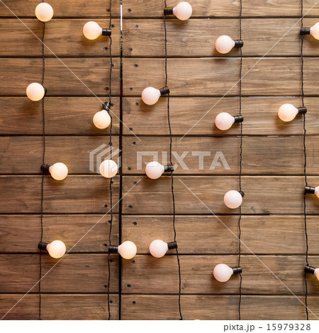 Wood wall with edison light bulb 15979328