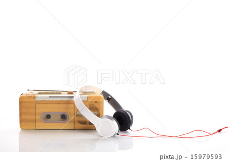 music radio and white headphone 15979593
