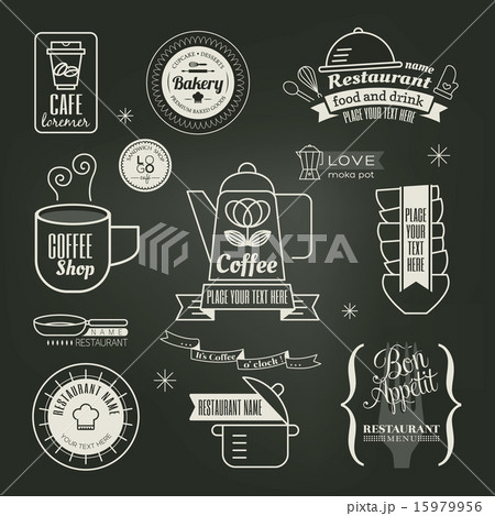 Vintage Retro Restaurant Cafe Logo Designのイラスト素材