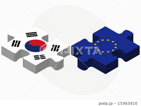 South Korea and European Union Flags in puzzle South Korea and European Union Flags in puzzle 15983910