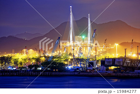 Container Cargo freight ship working crane bridge 15984277