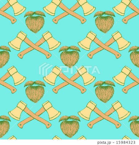 Sketch axe and beard in vintage style 15984323