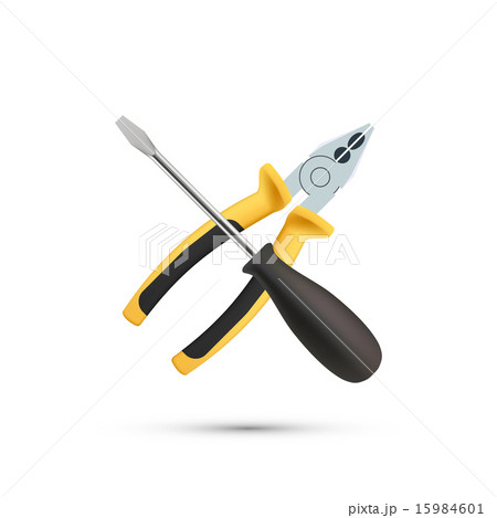 Screwdriver with Pliers isolated on white 15984601