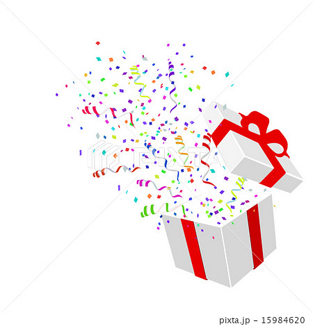 Open Gift With Confetti Vector Illustrationのイラスト素材