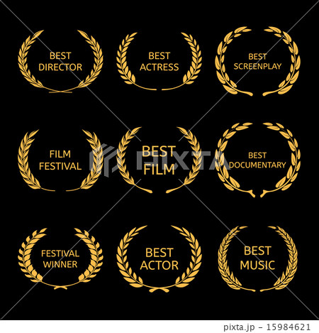 Vector Film Awards, gold award wreaths on black Vector Film Awards, gold award wreaths on black 15984621
