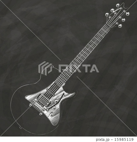 Electric guitar on chalk board 15985119
