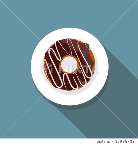 Donut Flat Icon with Long Shadow, Vector Illustration 15986705