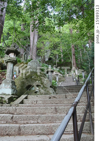 山寺の階段の写真素材