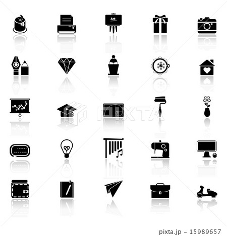Art and creation icons with reflect on white Art and creation icons with reflect on white 15989657
