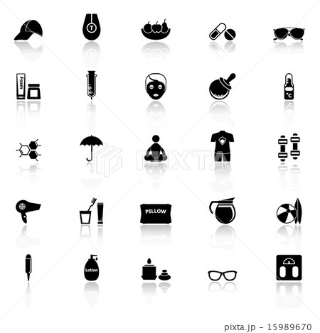 Facial and body treatment icons with reflect Facial and body treatment icons with reflect 15989670