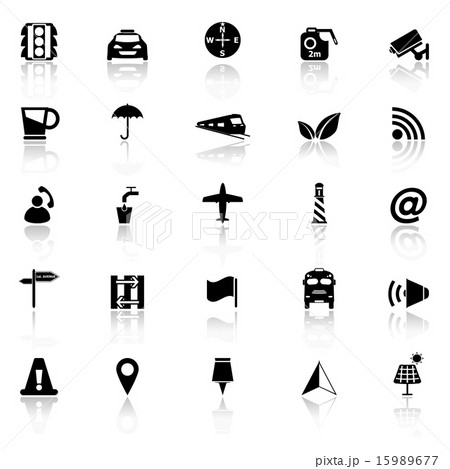 Map sign icons with reflect on white background 15989677