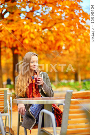 Young girl in Paris on a fall day 15990404