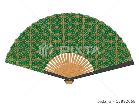 扇子 麻の葉 緑 グリーン 扇子 麻の葉 緑 グリーン 15992669