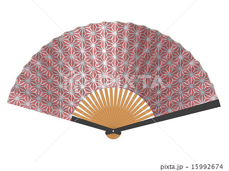 扇子　麻の葉　赤　レット 15992674