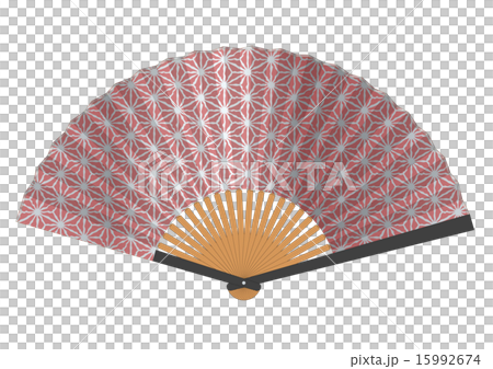 扇子　麻の葉　赤　レット 15992674