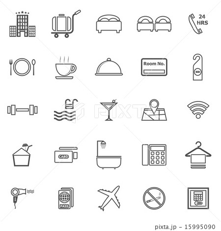 Hotel line icons on white background 15995090
