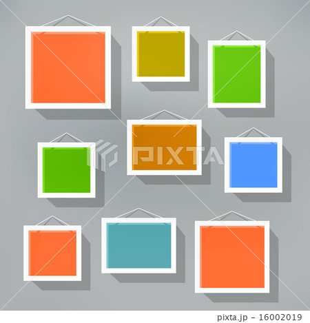 Blank color picture frame set on blured background 16002019
