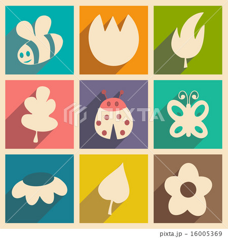 Flat with shadow concept and mobile application nature icons Flat with shadow concept and mobile application nature icons 16005369