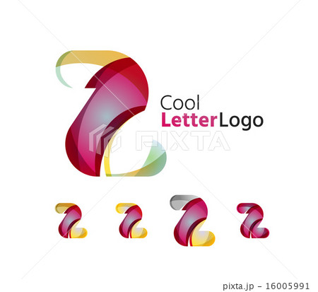Set of abstract Z letter company logos. Business icons, overlapping flowing waves 16005991