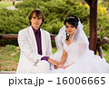 Couple love bride and groom posing sitting on wood 16006665