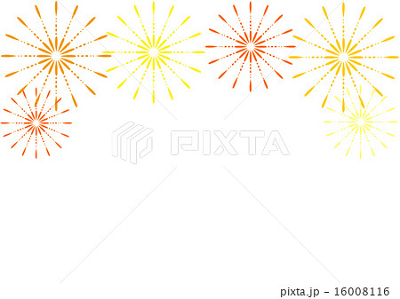 黄色とオレンジの打ち上げ花火のフレームのイラスト素材