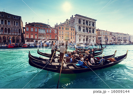 gondolas on canal, Venice, Italy gondolas on canal, Venice, Italy 16009144