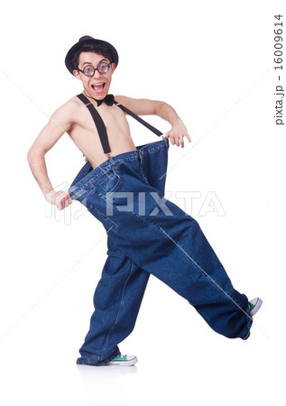 Funny man with trousers isolated on white Funny man with trousers isolated on white 16009614