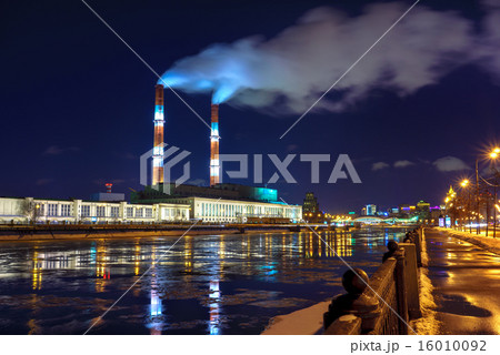 Two pipes with smoke of Moscow electric station 16010092