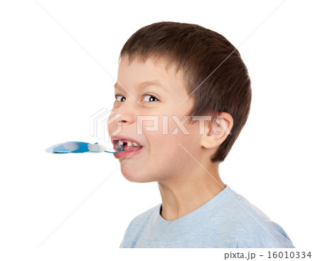 grimacing boy portrait on white grimacing boy portrait on white 16010334
