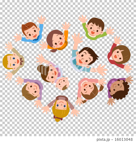 見上げる保育士と子供たち 見上げる保育士と子供たち 16013048